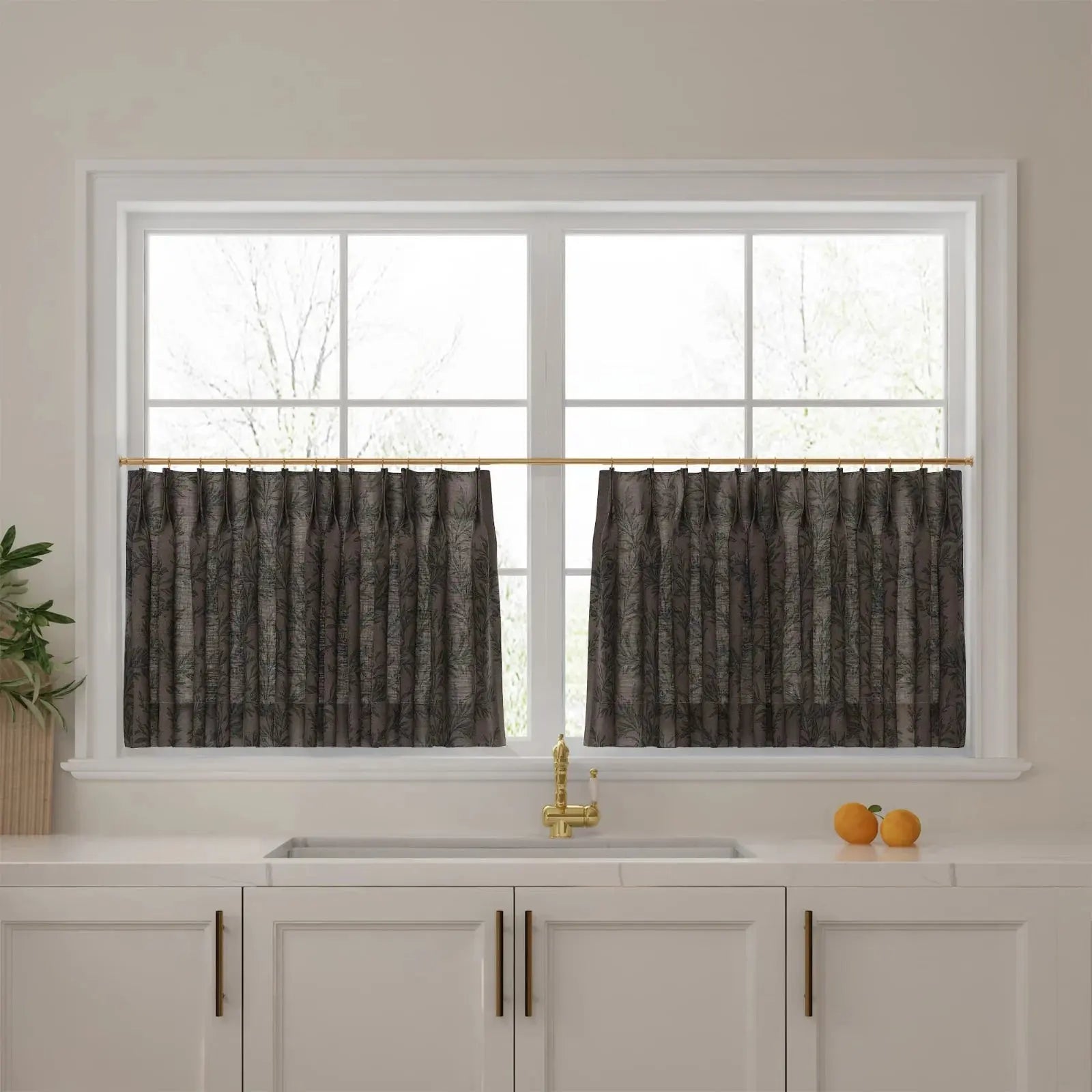 Sara Le Print Linen Pleated Cafe Curtains?-TWOPAGES