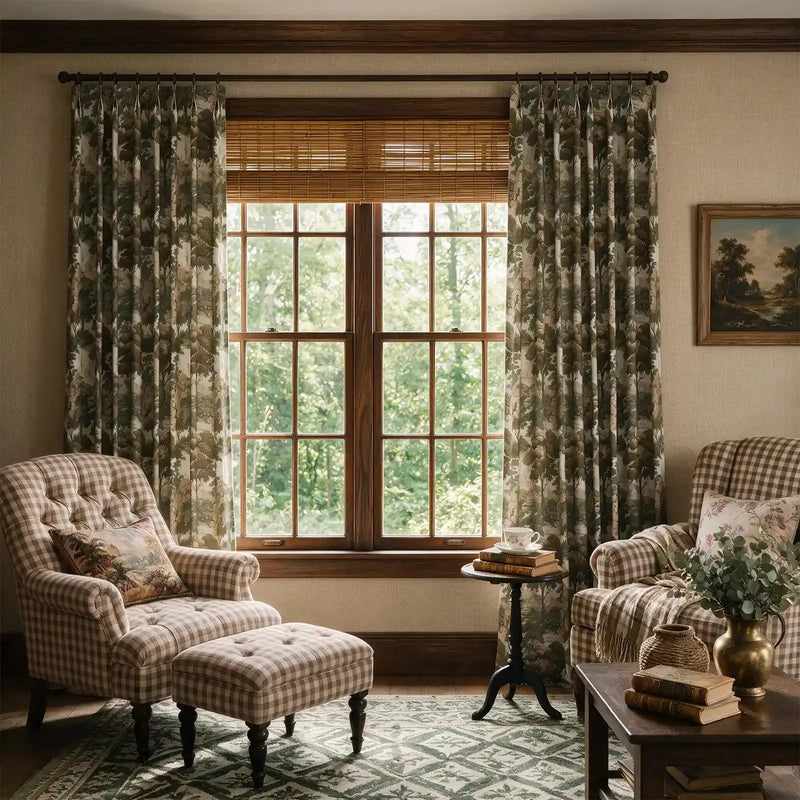 Sara Le x TWOPAGES Vintage Printed Linen Pleated Curtains